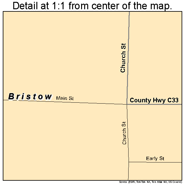 Bristow, Iowa road map detail