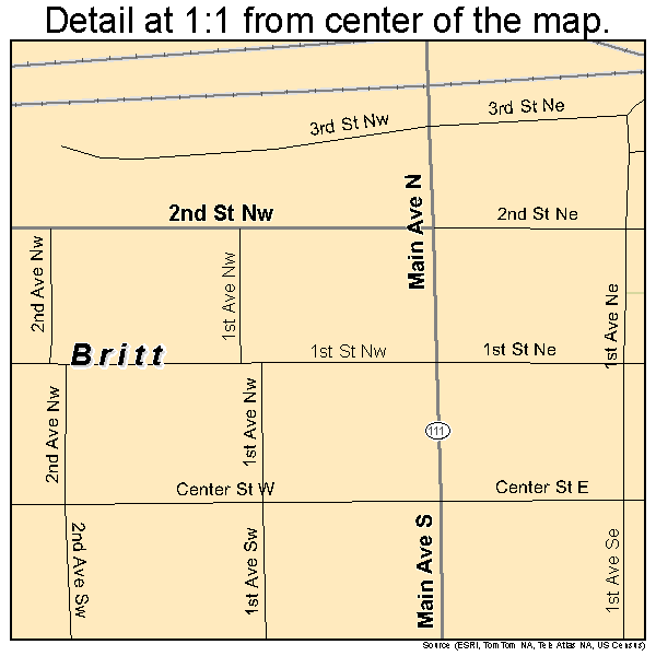 Britt, Iowa road map detail
