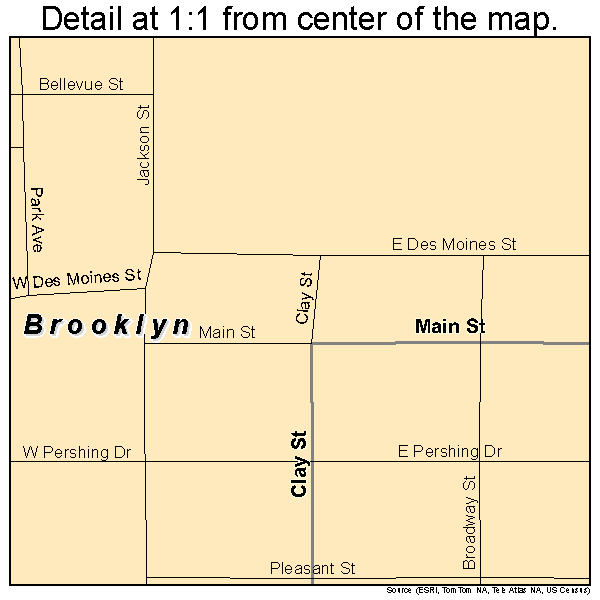 Brooklyn, Iowa road map detail