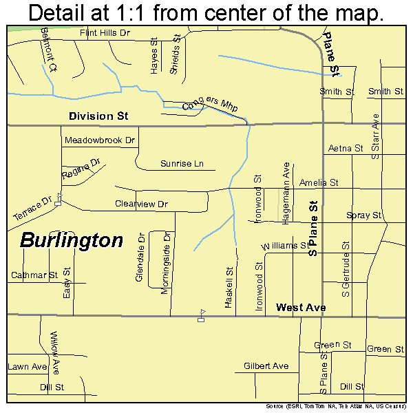 Burlington, Iowa road map detail