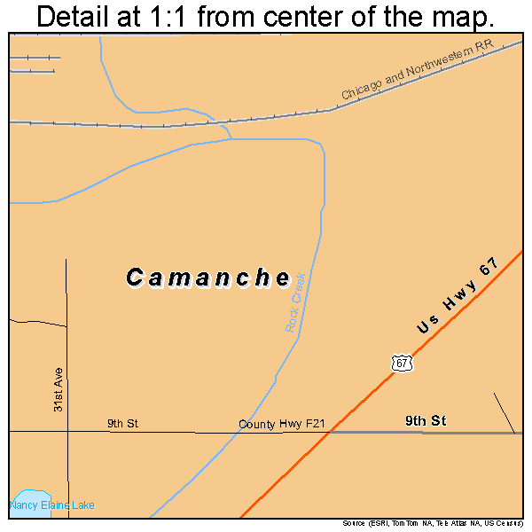 Camanche, Iowa road map detail