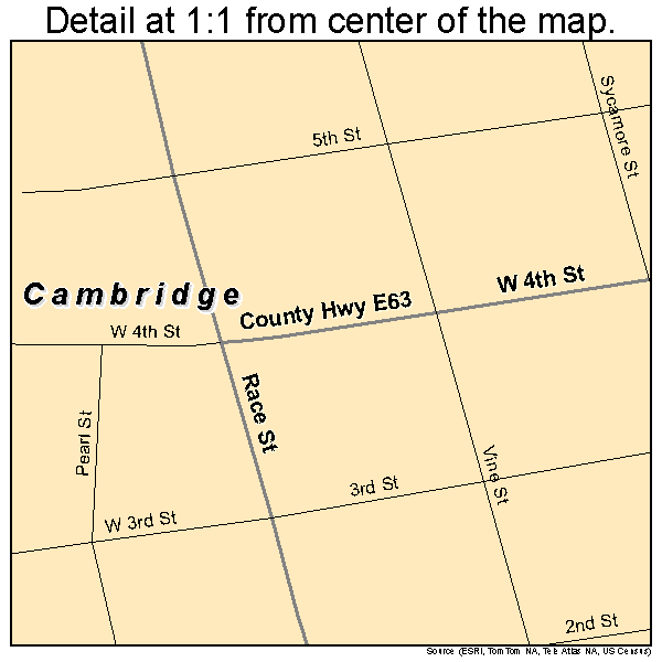 Cambridge, Iowa road map detail