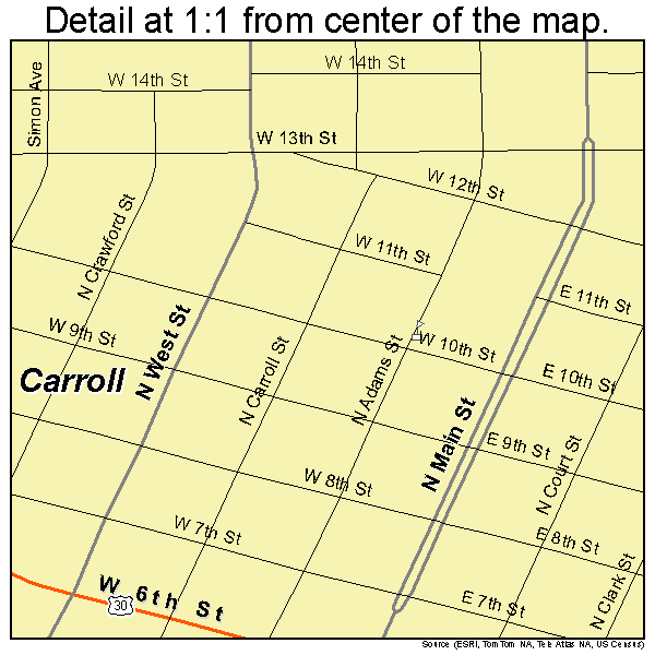 Carroll, Iowa road map detail