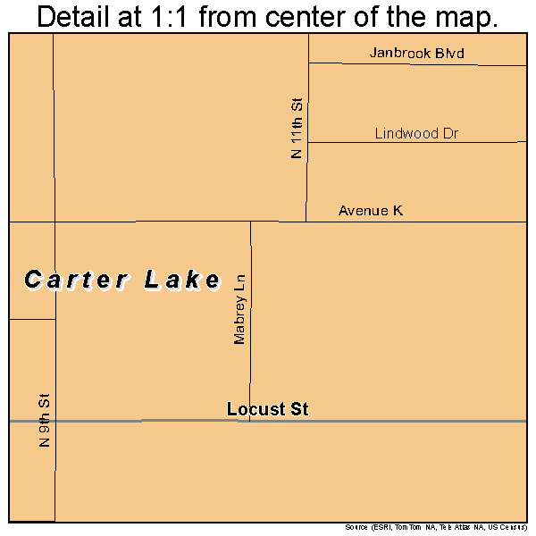 Carter Lake, Iowa road map detail