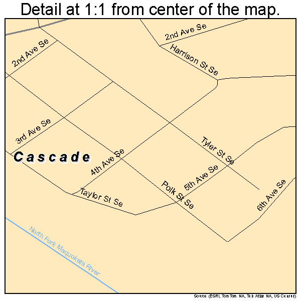 Cascade, Iowa road map detail