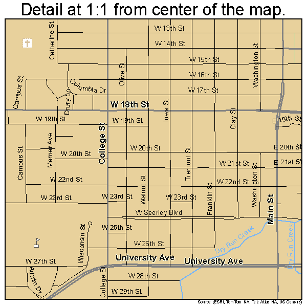 Cedar Falls, Iowa road map detail