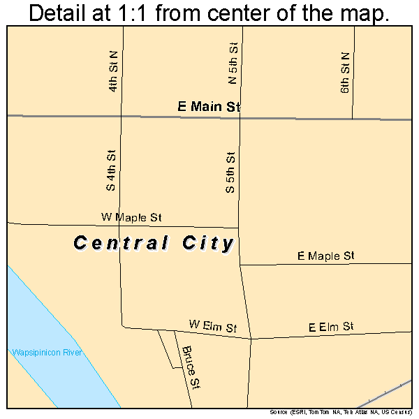 Central City, Iowa road map detail