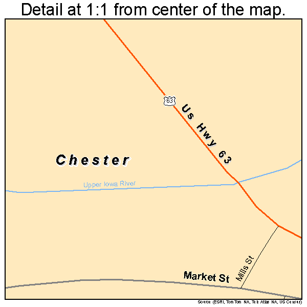 Chester, Iowa road map detail