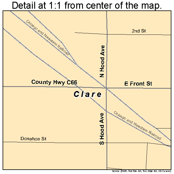 Clare, Iowa road map detail