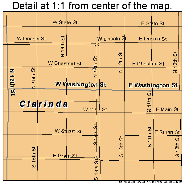 Clarinda, Iowa road map detail