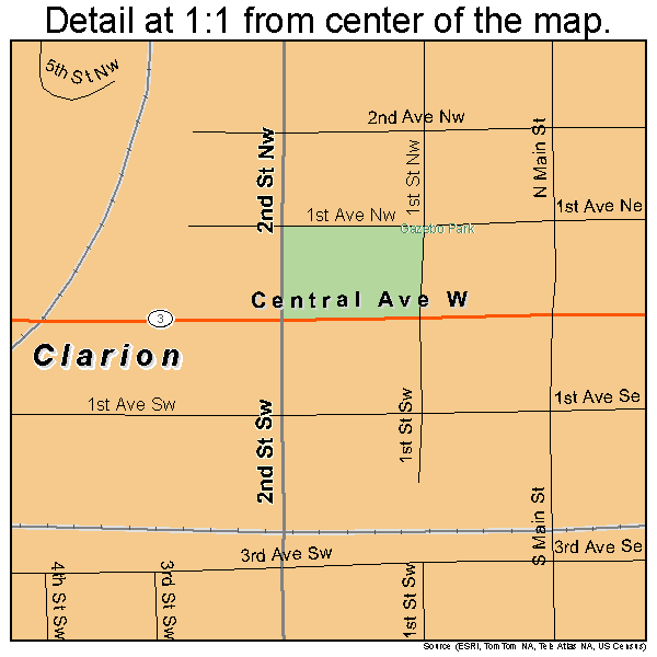 Clarion, Iowa road map detail