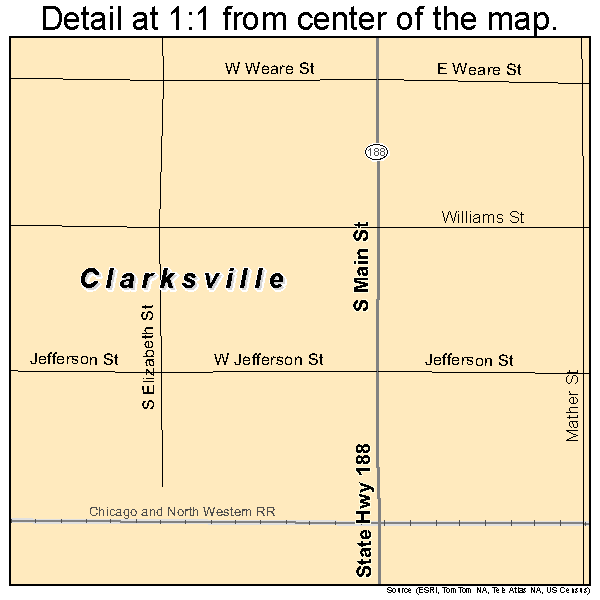Clarksville, Iowa road map detail