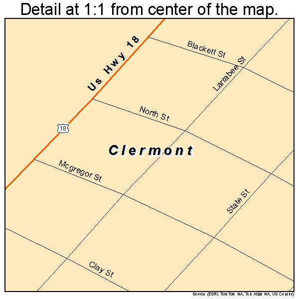 Clermont, Iowa road map detail