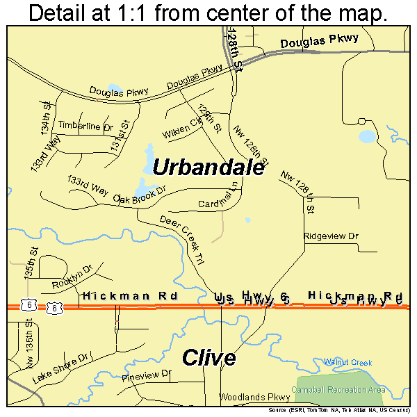 Clive, Iowa road map detail