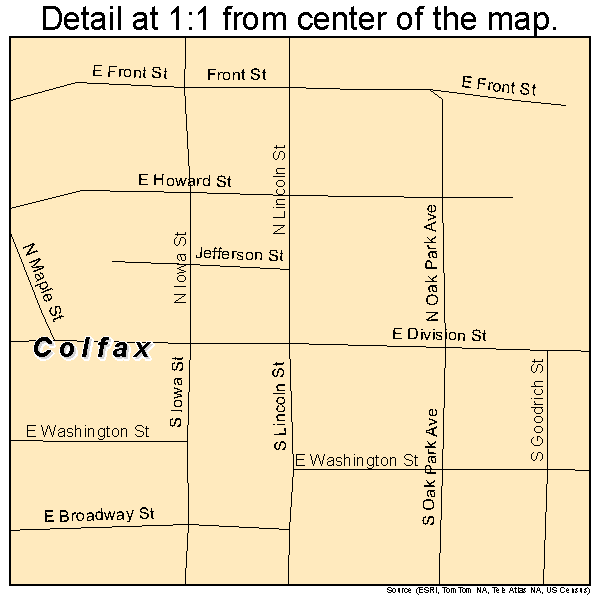Colfax, Iowa road map detail