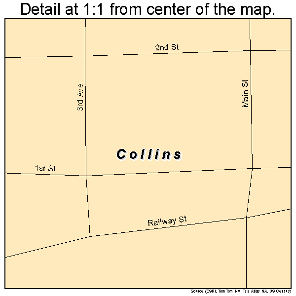Collins, Iowa road map detail