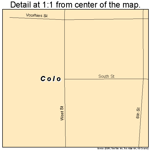 Colo, Iowa road map detail