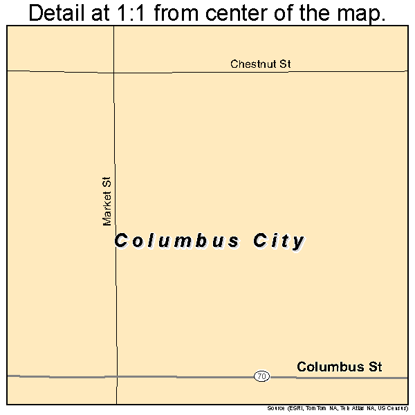 Columbus City, Iowa road map detail