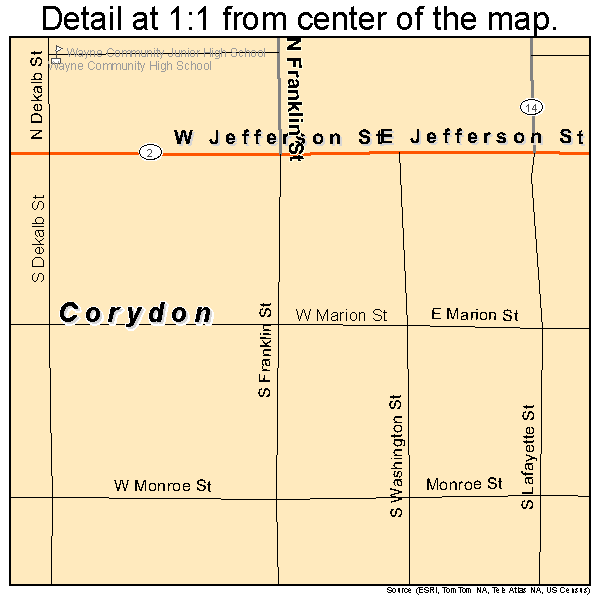 Corydon, Iowa road map detail