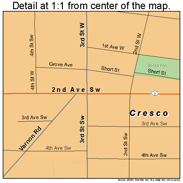 Cresco, Iowa road map detail