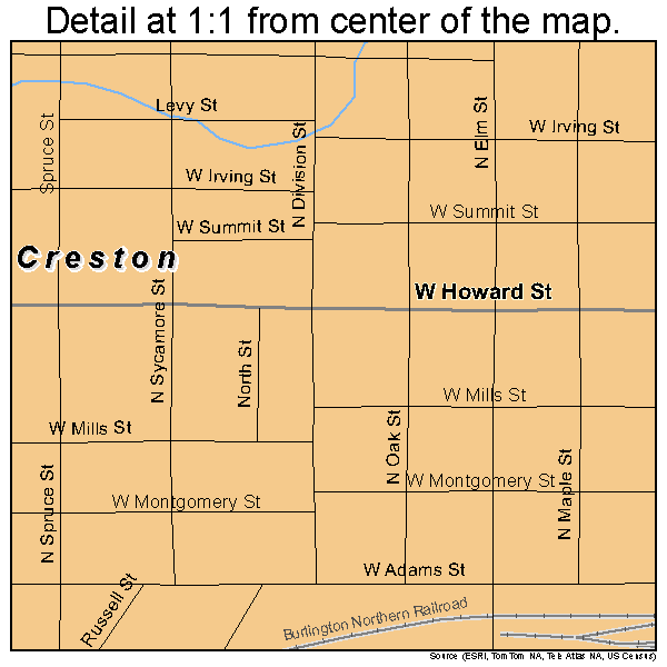 Creston, Iowa road map detail