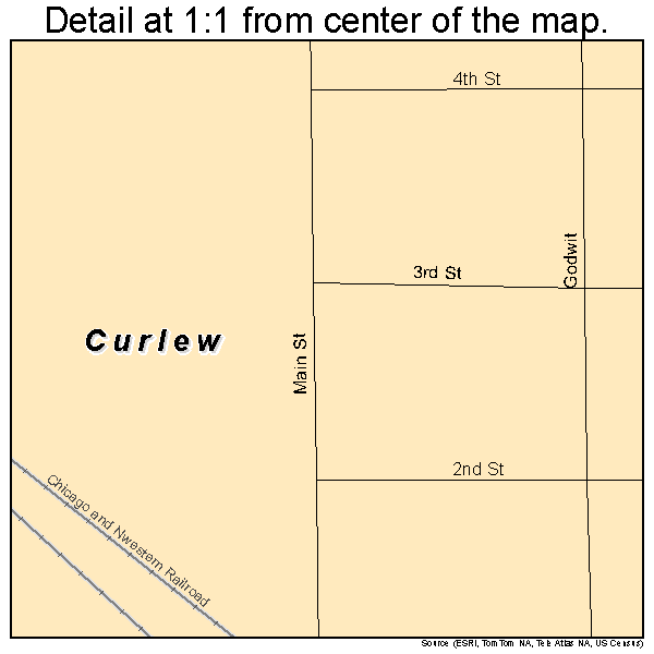 Curlew, Iowa road map detail