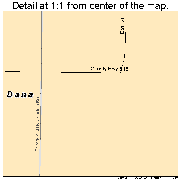 Dana, Iowa road map detail