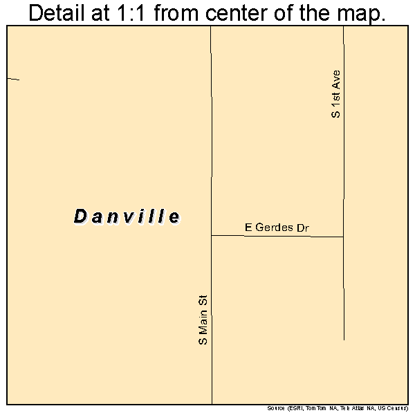 Danville, Iowa road map detail