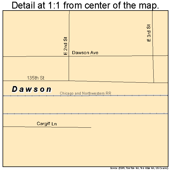 Dawson, Iowa road map detail