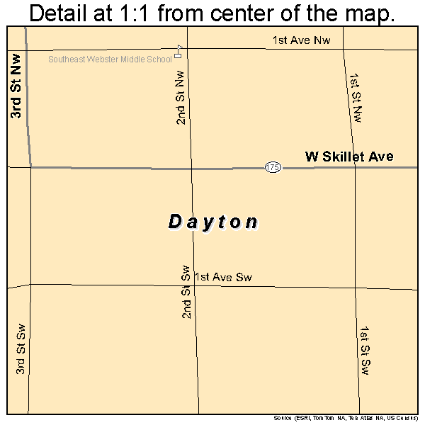 Dayton, Iowa road map detail