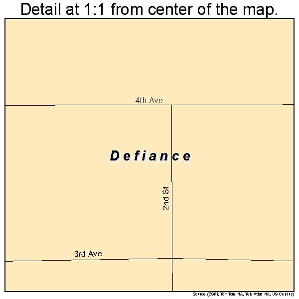 Defiance, Iowa road map detail