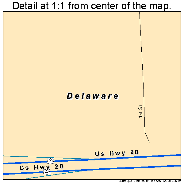 Delaware, Iowa road map detail