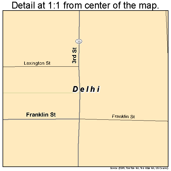 Delhi, Iowa road map detail