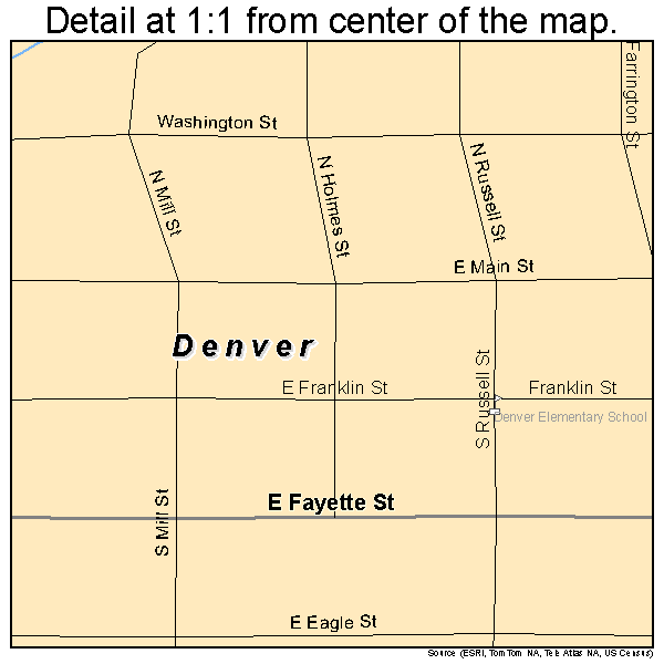 Denver, Iowa road map detail