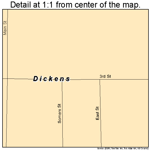 Dickens, Iowa road map detail