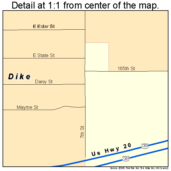Dike, Iowa road map detail
