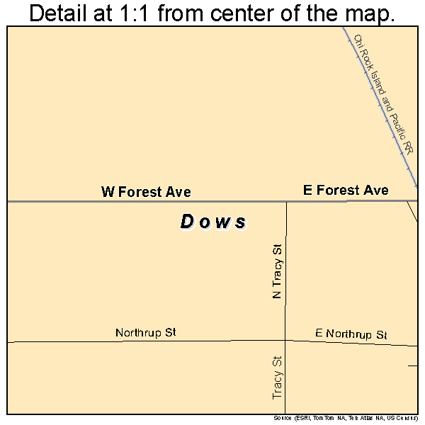 Dows, Iowa road map detail