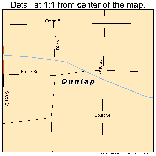 Dunlap, Iowa road map detail