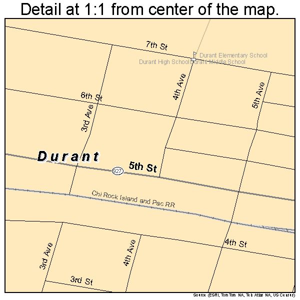 Durant, Iowa road map detail
