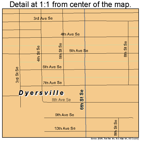 Dyersville, Iowa road map detail