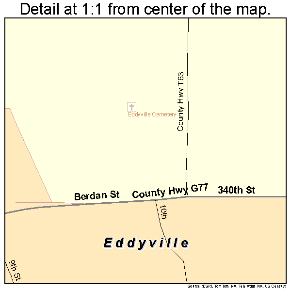 Eddyville, Iowa road map detail