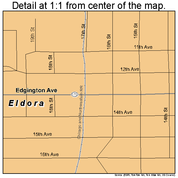 Eldora, Iowa road map detail