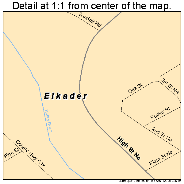 Elkader, Iowa road map detail