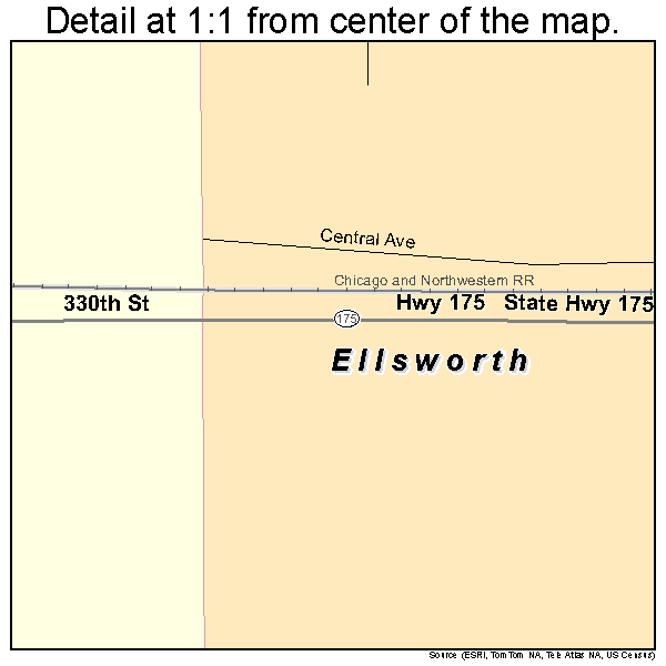 Ellsworth, Iowa road map detail