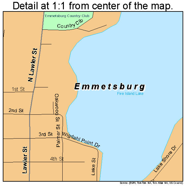 Emmetsburg, Iowa road map detail