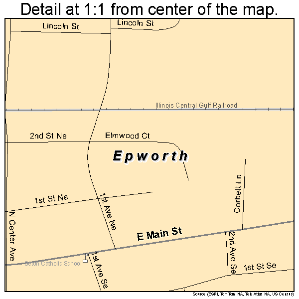 Epworth, Iowa road map detail