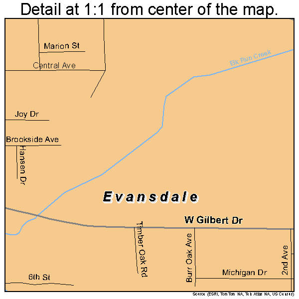 Evansdale, Iowa road map detail