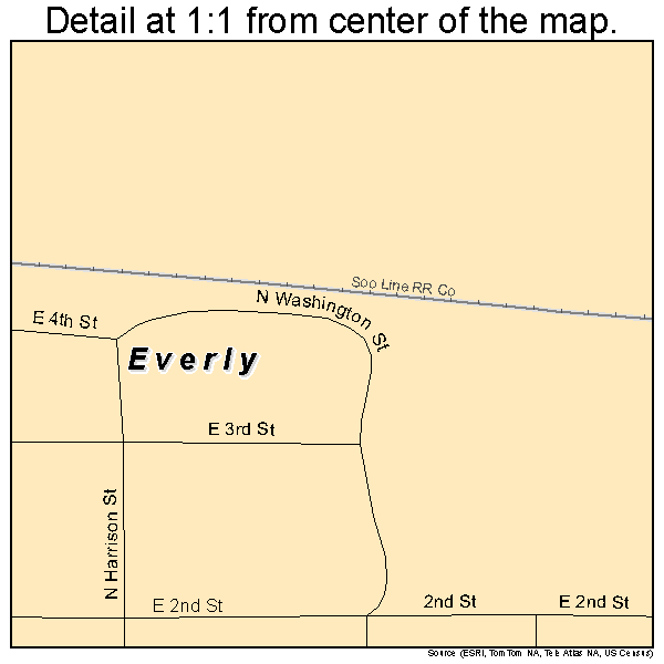 Everly, Iowa road map detail