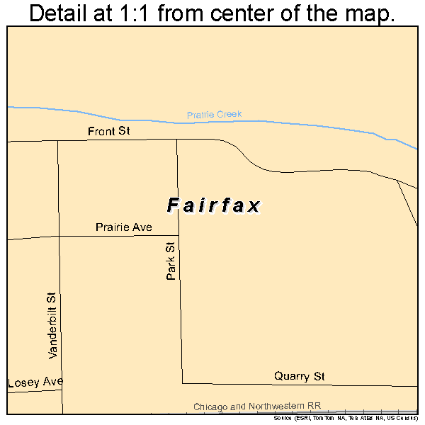 Fairfax, Iowa road map detail
