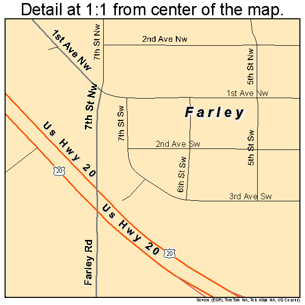 Farley, Iowa road map detail